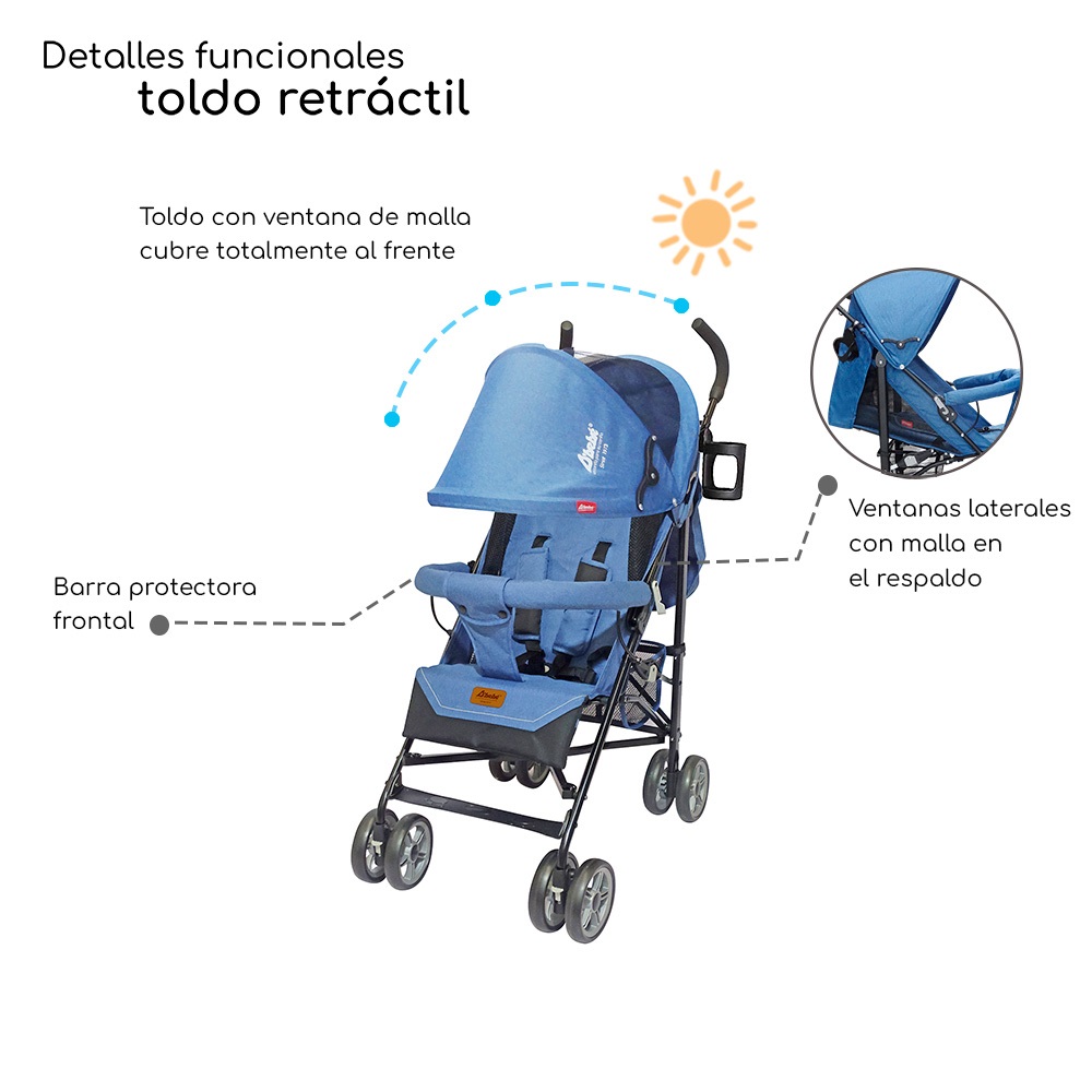 Foto 5 pulgar | Carriola Reclinable  Plegable D’bebé Aerostar - Azul