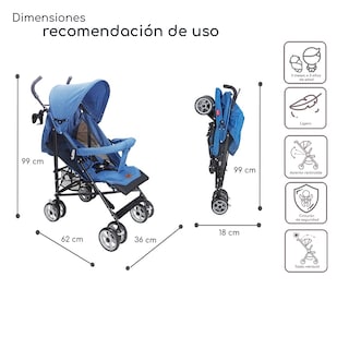 Foto 5 | Carriola Reclinable Plegable D’bebé Aerostar - Azul