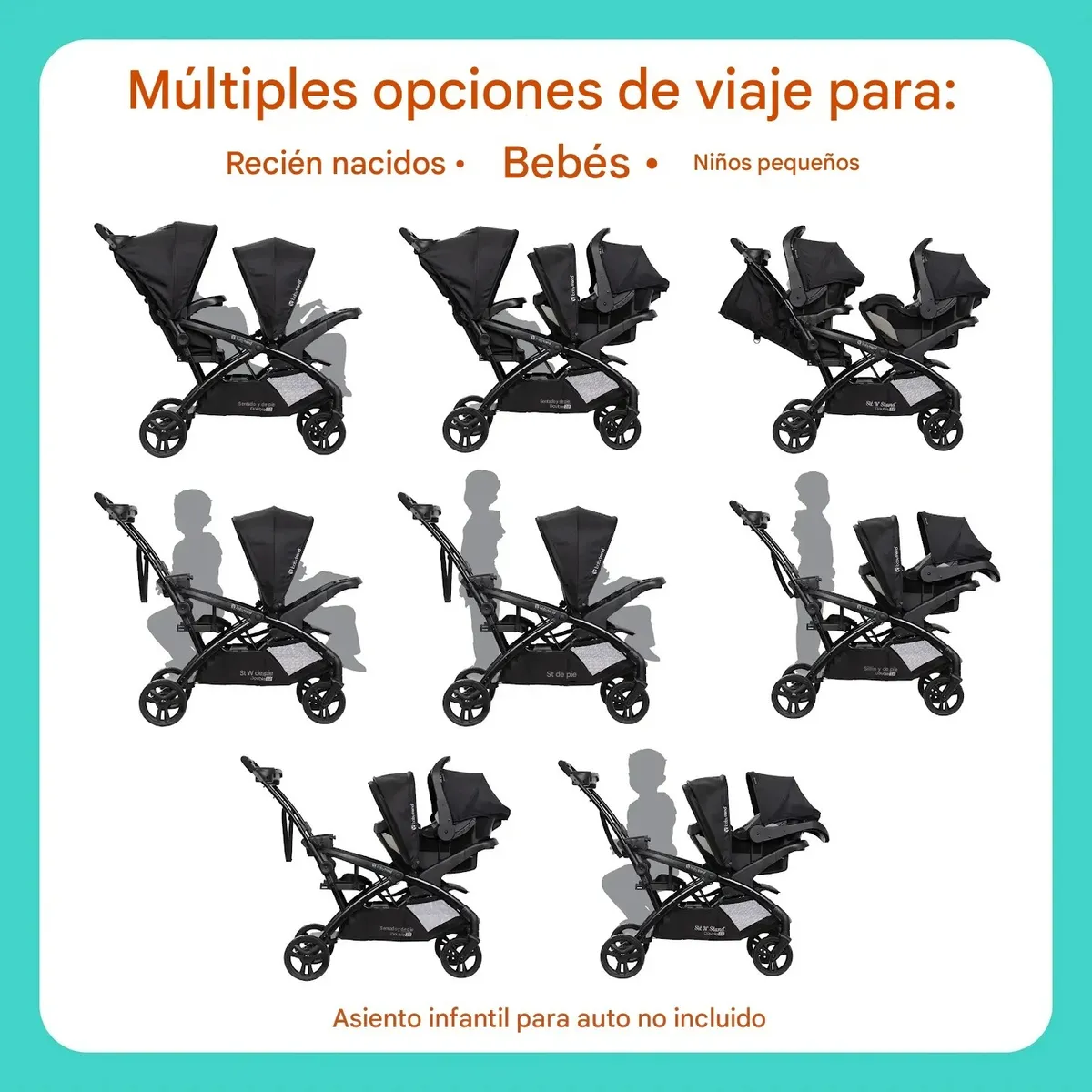 Foto 7 | Carriola Baby Trend Sit N Stand Doble Plegable A Una Mano