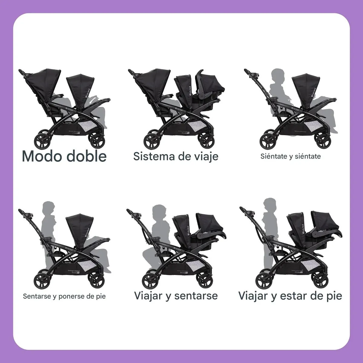 Foto 4 pulgar | Carriola Doble Baby Trend Jogger Airess Con Luces Led
