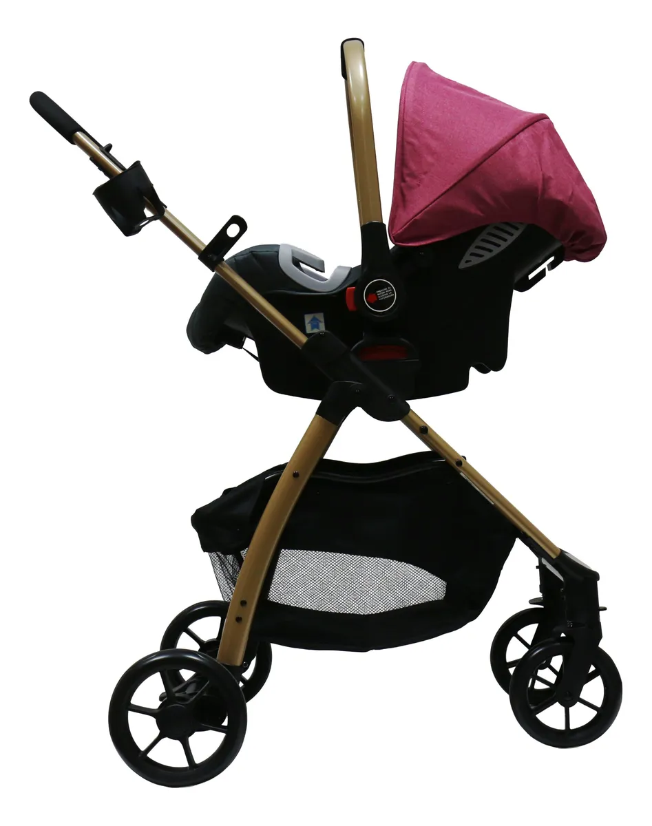 Foto 4 pulgar | Carriola De Bebe Prinsel Prima Ts Portabebe/autoasiento Rosa/dorado