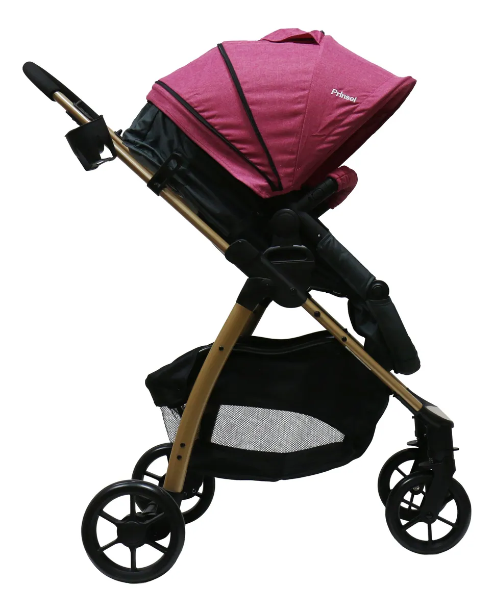 Foto 5 pulgar | Carriola De Bebe Prinsel Prima Ts Portabebe/autoasiento Rosa/dorado