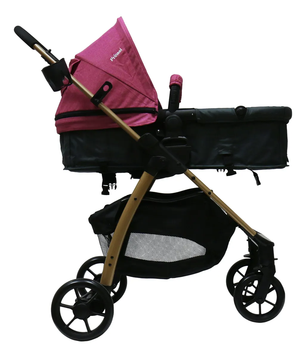 Foto 6 pulgar | Carriola De Bebe Prinsel Prima Ts Portabebe/autoasiento Rosa/dorado