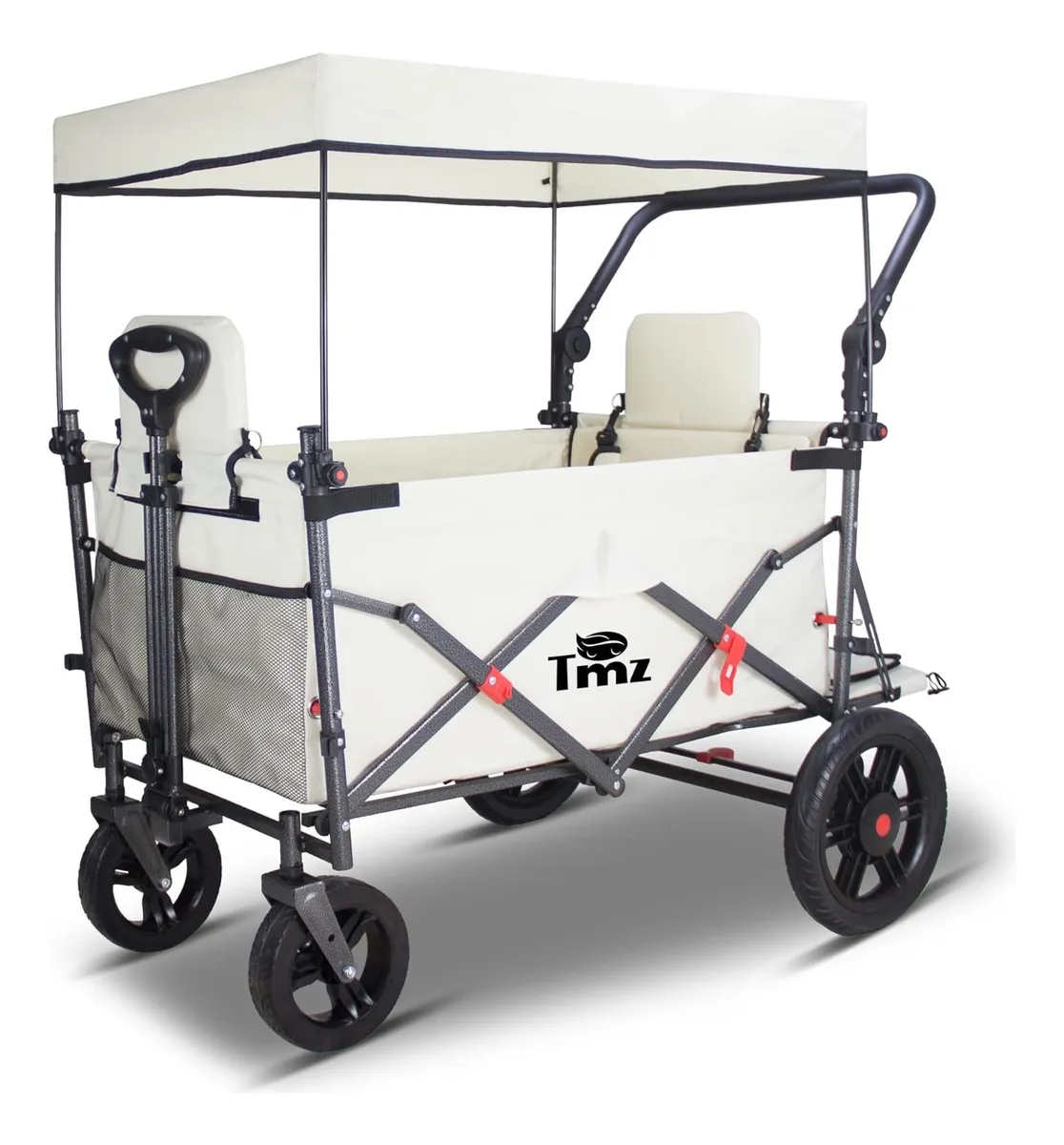 Carriola Vagon Doble Para Bebé Tmz Multifuncional Plegable Beige