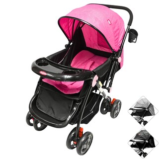 Foto 1 | Carriola Para Bebé Manubrio Reversible Asiento Reclinable Frenos Y Cinturón De Seguridad Soporta Hasta 15 Kg- Rosa