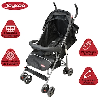 Foto 2 | Carriola De Bastón Para Bebé Asiento Multiposiciones Ruedas Con Freno Cinturón De 5 Puntos Soporta Hasta 15 Kg - Negro