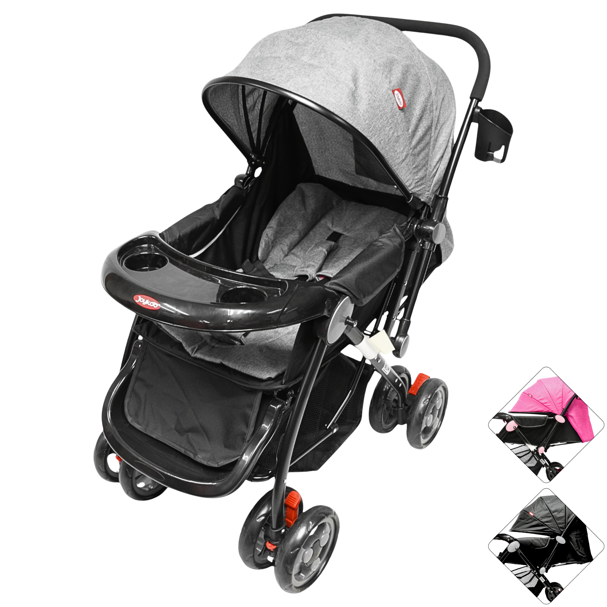 Foto 2 pulgar | Carriola Para Bebé Manubrio Reversible Asiento Reclinable Frenos Y Cinturón De Seguridad Soporta Hasta 15 Kg - Gris