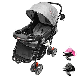 Foto 1 | Carriola Para Bebé Manubrio Reversible Asiento Reclinable Frenos Y Cinturón De Seguridad Soporta Hasta 15 Kg - Gris