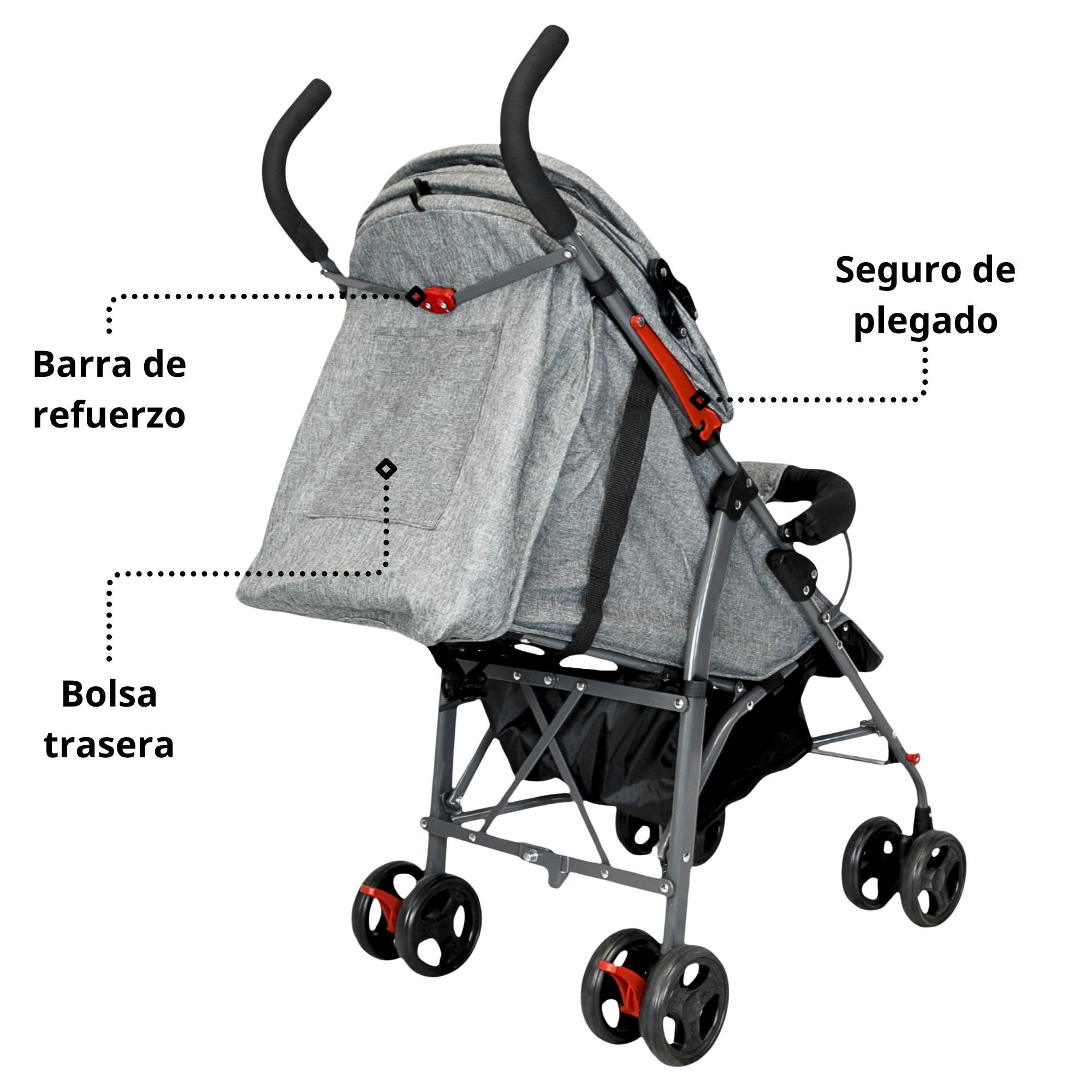 Foto 8 pulgar | Carriola De Bastón Para Bebé Asiento Multiposiciones Ruedas Con Freno Cinturón De 5 Puntos Soporta Hasta 15 Kg - Gris