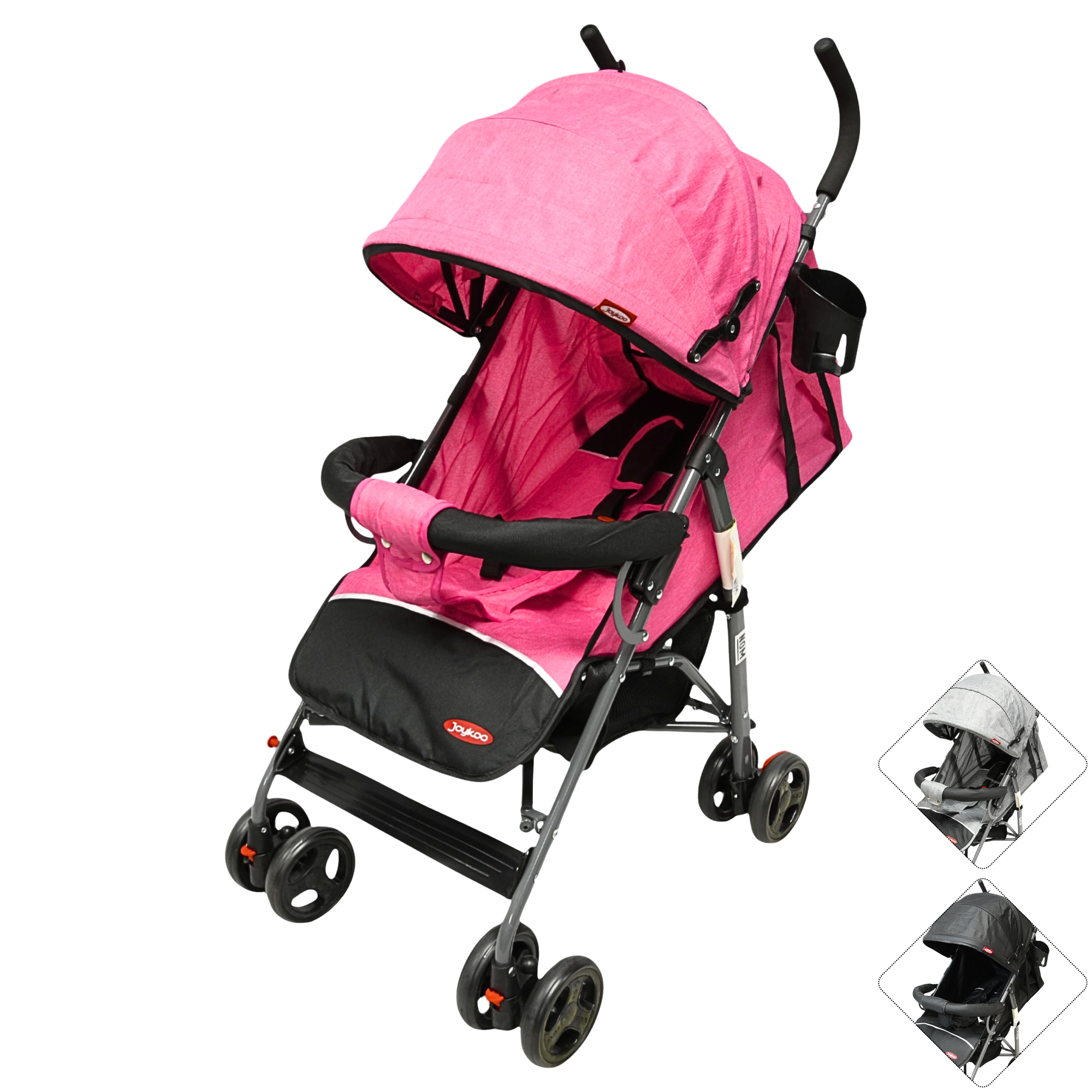 Foto 2 pulgar | Carriola De Bastón Para Bebé Asiento Multiposiciones Ruedas Con Freno Cinturón De 5 Puntos Soporta Hasta 15 Kg - Rosa