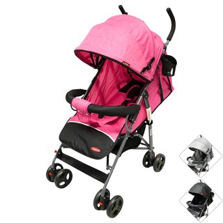Foto 1 | Carriola De Bastón Para Bebé Asiento Multiposiciones Ruedas Con Freno Cinturón De 5 Puntos Soporta Hasta 15 Kg - Rosa