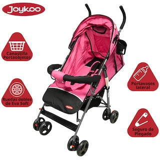 Foto 2 | Carriola De Bastón Para Bebé Asiento Multiposiciones Ruedas Con Freno Cinturón De 5 Puntos Soporta Hasta 15 Kg - Rosa