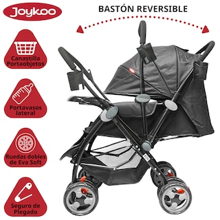 Foto 2 | Carriola Para Bebé Manubrio Reversible Asiento Reclinable Frenos Y Cinturón De Seguridad Soporta Hasta 15 Kg - Negro