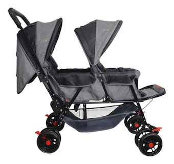 Foto 2 | Carriola Doble Para Bebé Confety World Twiny Jst800 Gemelar Negro