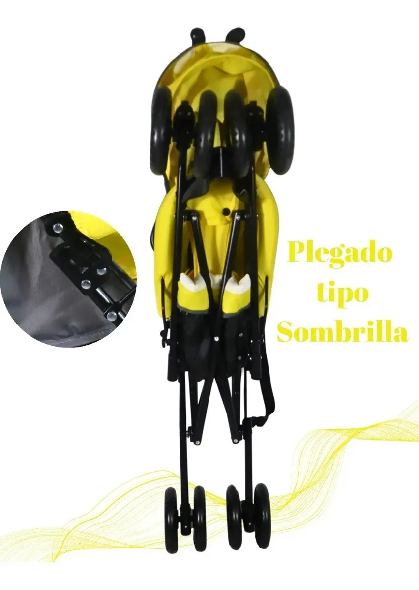 Foto 3 pulgar | Carriola Bastón Bebé Confety Shark Jst816-s Reclinable Amarillo
