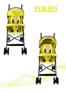 Foto 3 | Carriola Bastón Bebé Confety Shark Jst816-s Reclinable Amarillo