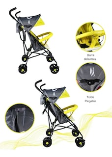 Foto 4 | Carriola Bastón Bebé Confety Shark Jst816-s Reclinable Amarillo