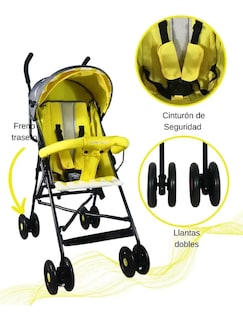 Foto 5 | Carriola Bastón Bebé Confety Shark Jst816-s Reclinable Amarillo