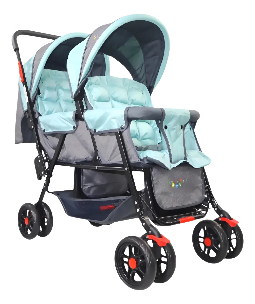Foto 1 | Carriola Doble Para Bebé Confety World Twiny Jst800 Gemelar Turquesa