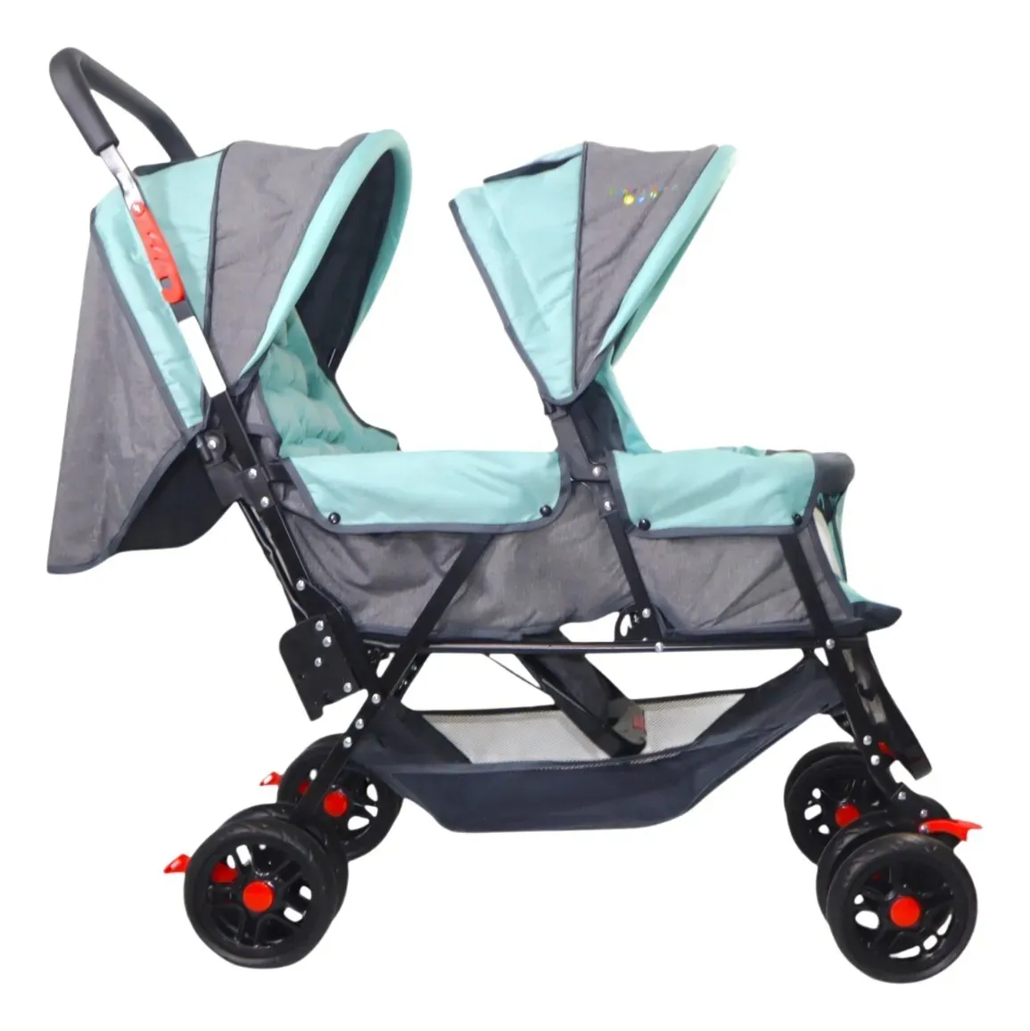 Foto 3 pulgar | Carriola Doble Para Bebé Confety World Twiny Jst800 Gemelar Turquesa