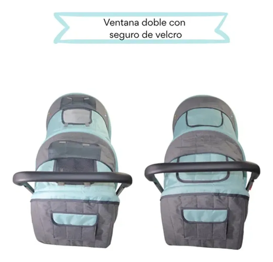 Foto 5 pulgar | Carriola Doble Para Bebé Confety World Twiny Jst800 Gemelar Turquesa