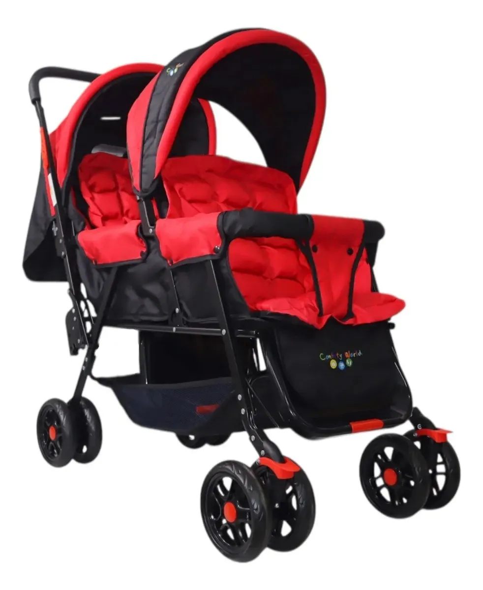 Foto 1 | Carriola Doble Para Bebé Confety World Twiny Jst800 Gemelar Rojo