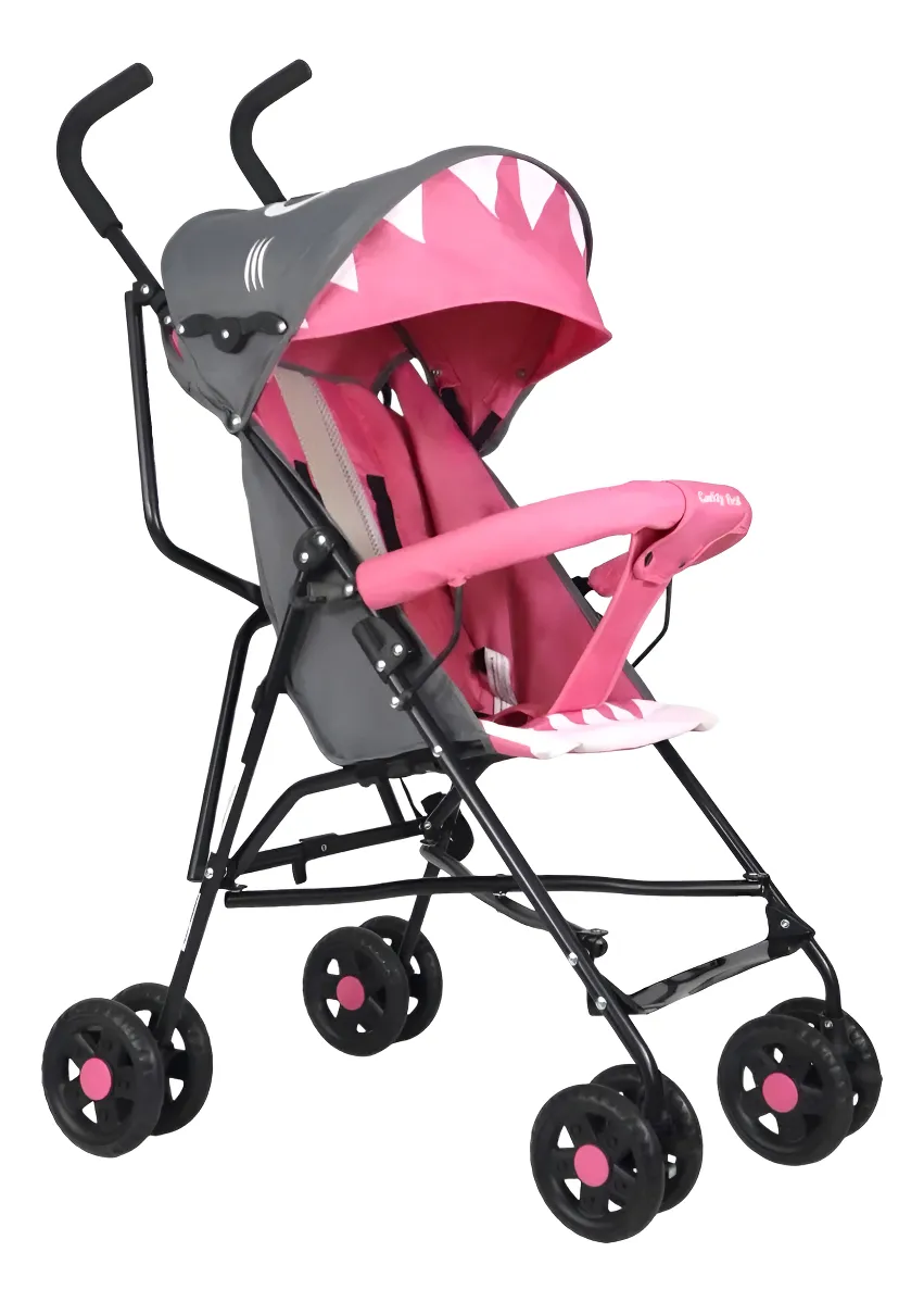 Foto 2 pulgar | Carriola Bastón Bebé Confety Shark Jst816-s Reclinable Rosa/gris