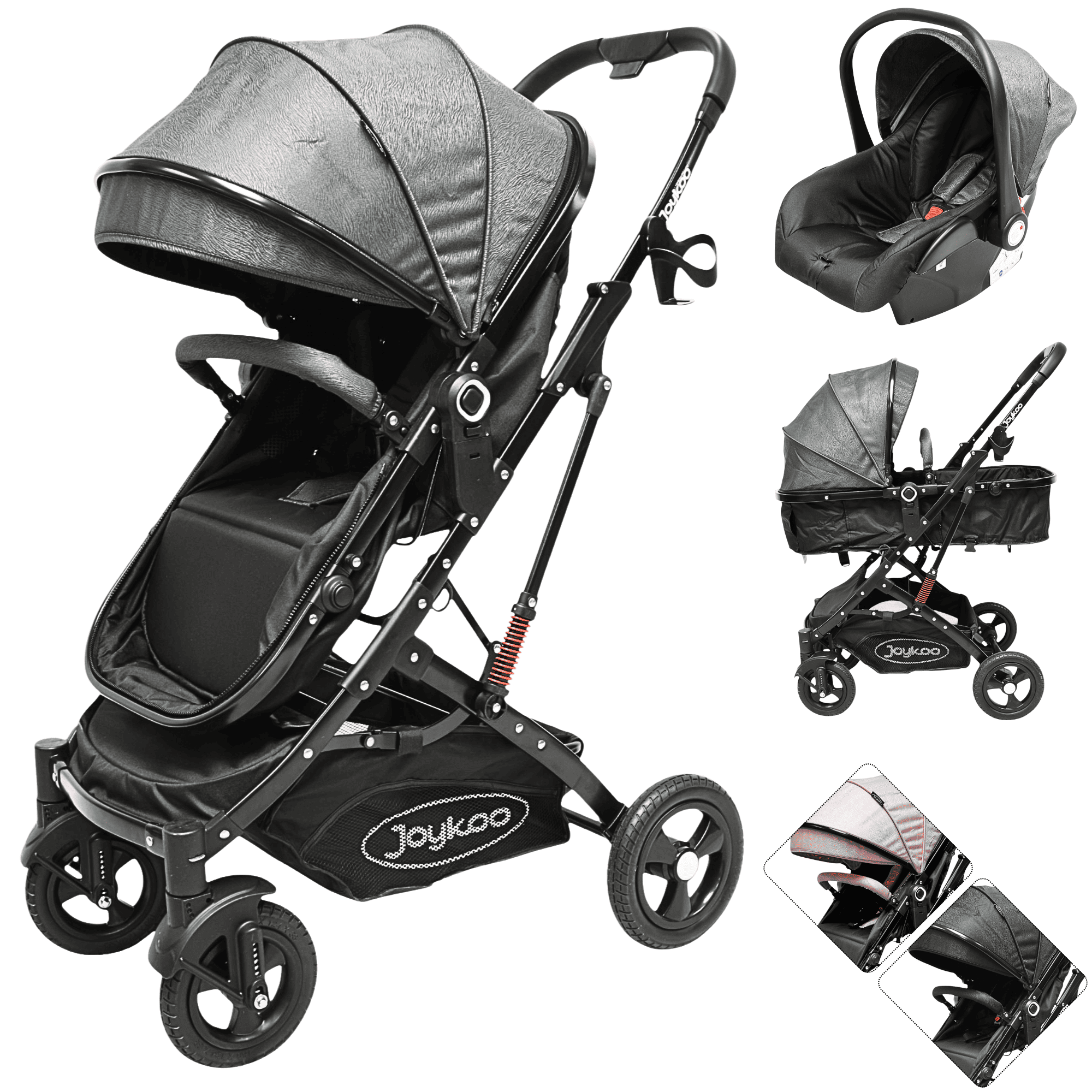 Foto 1 | Carriola Para Bebé Con Portabebé Reversible Convertible A Bambineto Ruedas De Goma Con Freno Plegable Cinturón
