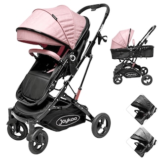 Foto 1 | Carriola Para Bebé Con Asiento Reversible Convertible A Bambineto Ruedas De Goma Plegable Cinturón De 5 Puntos - Rosa