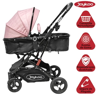 Foto 2 | Carriola Para Bebé Con Asiento Reversible Convertible A Bambineto Ruedas De Goma Plegable Cinturón De 5 Puntos - Rosa