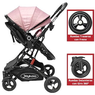 Foto 3 | Carriola Para Bebé Con Asiento Reversible Convertible A Bambineto Ruedas De Goma Plegable Cinturón De 5 Puntos - Rosa