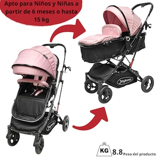 Foto 7 | Carriola Para Bebé Con Portabebé Reversible Convertible A Bambineto Ruedas De Goma Con Freno Plegable Cinturón
