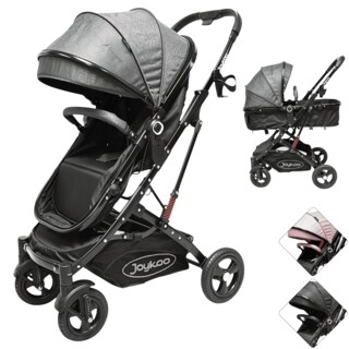 Foto 1 | Carriola Para Bebé Con Asiento Reversible Convertible A Bambineto Ruedas De Goma Plegable Cinturón De 5 Puntos - Gris