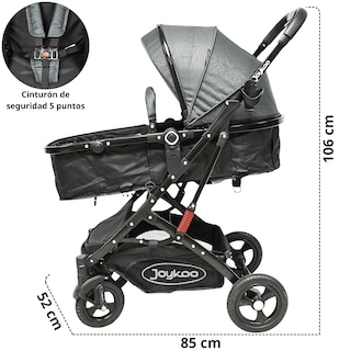 Foto 5 | Carriola Para Bebé Con Asiento Reversible Convertible A Bambineto Ruedas De Goma Plegable Cinturón De 5 Puntos - Gris