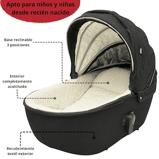 Foto 6 | Carriola Para Bebé Asiento Reversible Bambineto Acolchado Ruedas De Goma Plegable Cinturón De Seguridad - Negro
