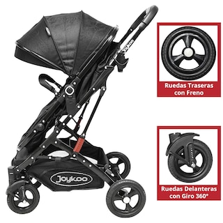 Foto 4 | Carriola Para Bebé Con Portabebé Reversible Convertible A Bambineto Ruedas De Goma Con Freno Plegable Cinturó