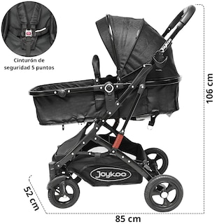 Foto 5 | Carriola Para Bebé Con Portabebé Reversible Convertible A Bambineto Ruedas De Goma Con Freno Plegable Cinturó