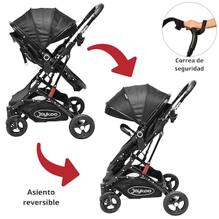 Foto 8 | Carriola Para Bebé Con Portabebé Reversible Convertible A Bambineto Ruedas De Goma Con Freno Plegable Cinturó