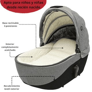 Foto 6 | Carriola Para Bebé Asiento Reversible Bambineto Acolchado Ruedas De Goma Plegable Cinturón De Seguridad - Gris