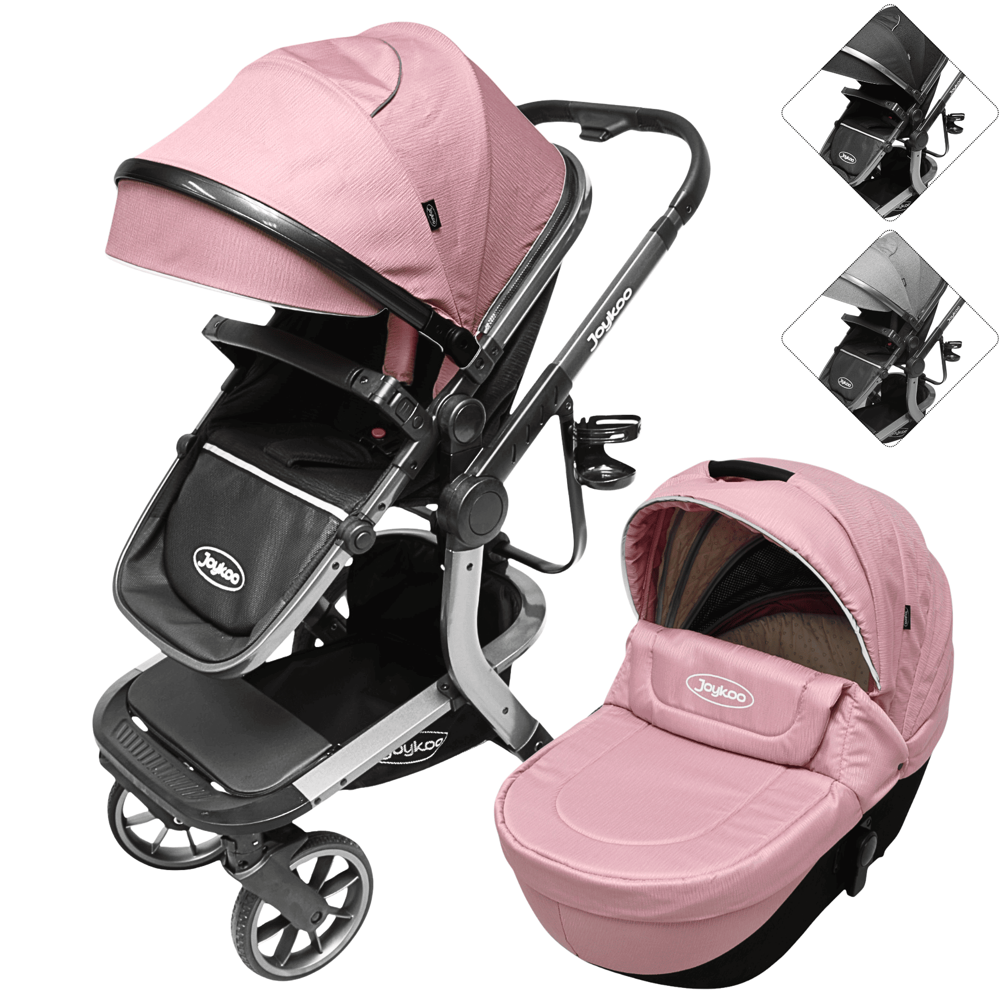 Foto 1 | Carriola Para Bebé Asiento Reversible Bambineto Acolchado Ruedas De Goma Plegable Cinturón De Seguridad - Rosa