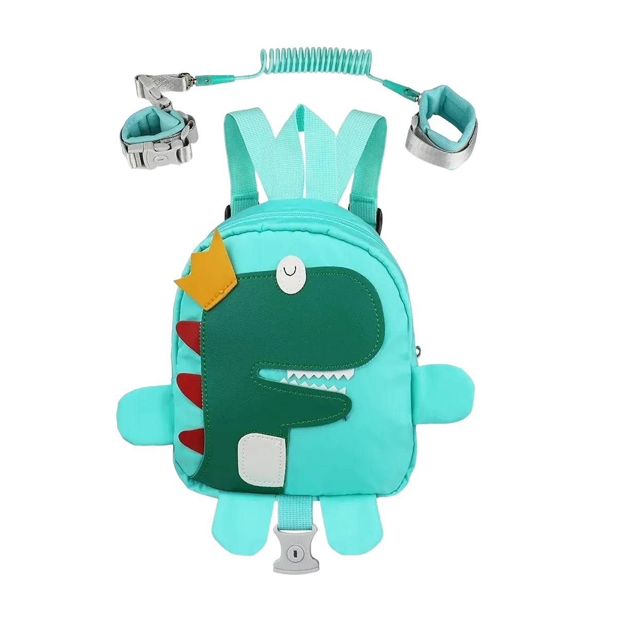 Mochila 2 en 1 con Corea Anti Pérdida para Niños Malubero color Verde Dinosaurio