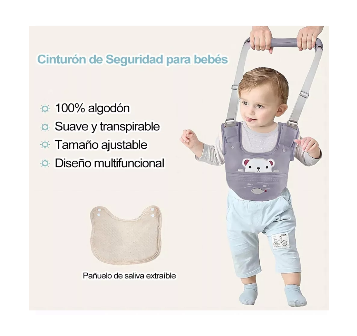 Foto 6 pulgar | Portabebés Transpirables Lab.g De Algodón Puro Para Niños Pequeños Oso Gris