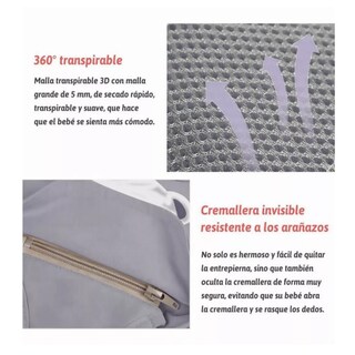Foto 5 | Portabebés Transpirables De Algodón Puro Para Niños Pequeños Oso Gris Belug