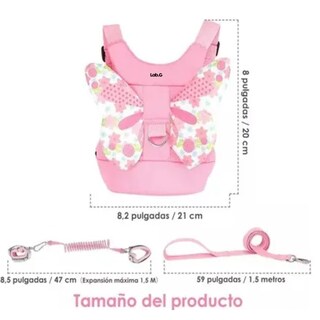 Foto 3 | Arnés De Seguridad Para Bebé Niños 3 En 1 Con Correa Llave Lab.g Rosa