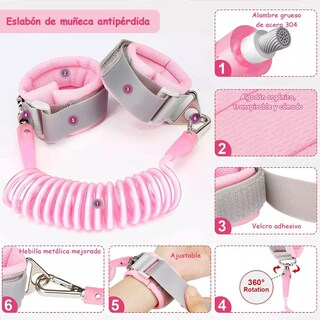 Foto 4 | Arnés De Seguridad Para Bebé Niños 3 En 1 Con Correa Llave Lab.g Rosa