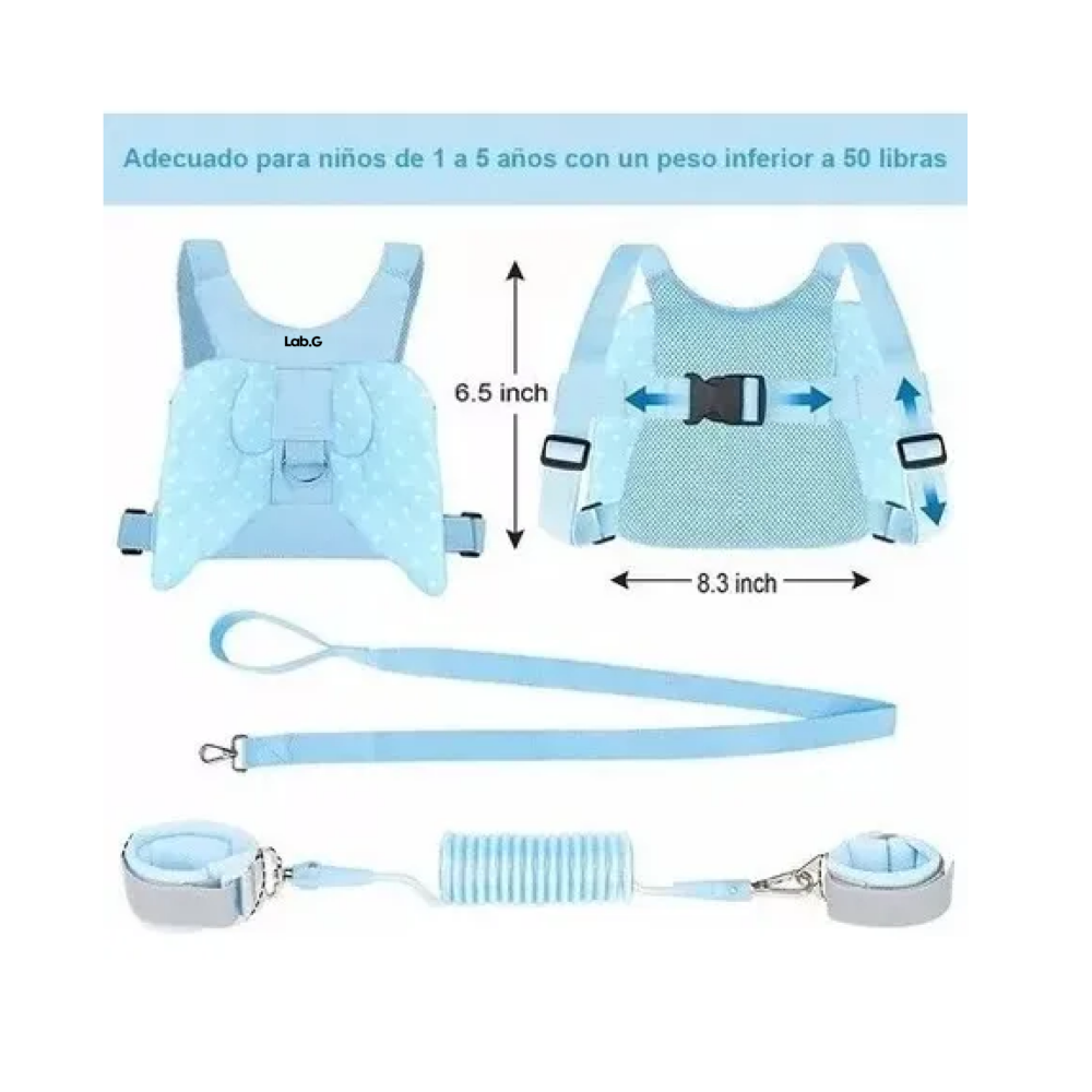 Foto 5 pulgar | Arnés Lab.g 3 En 1 Para Niños Pequeños Celeste Azul