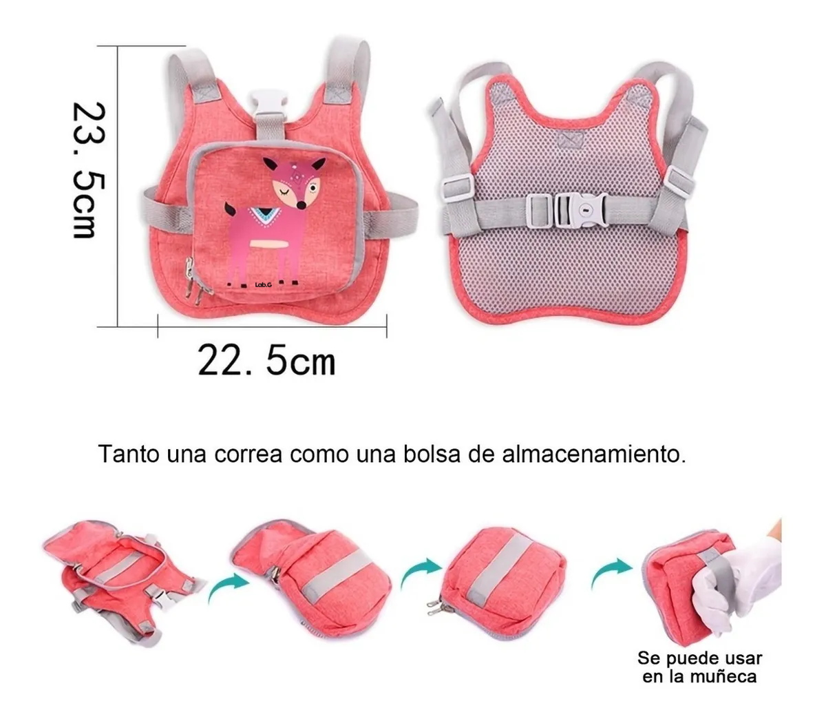 Foto 3 pulgar | Mochila Seguridad Lab.g Bebes Rosa