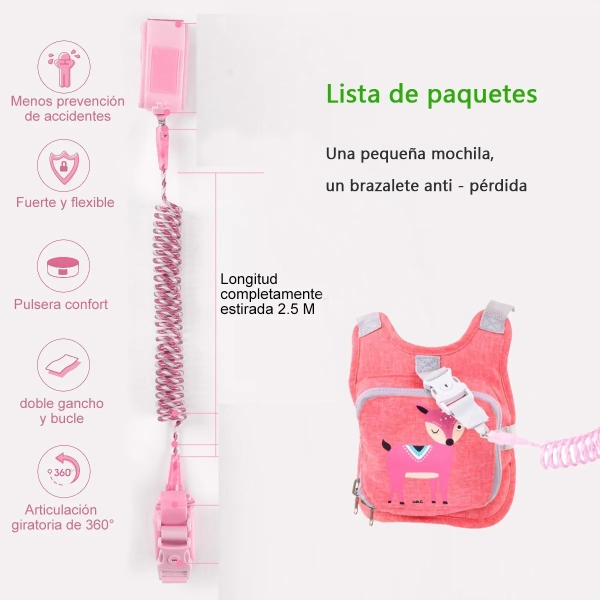 Foto 4 pulgar | Mochila Seguridad Lab.g Bebes Rosa