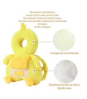 Foto 2 | Casco Para Bebe Antigolpes Gorro Protector Cabeza Acolchada Pato Amarillo Grande