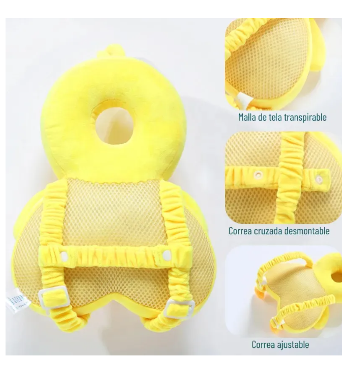 Foto 5 pulgar | Casco Para Bebe Antigolpes Gorro Protector Cabeza Acolchada Pato Amarillo Grande